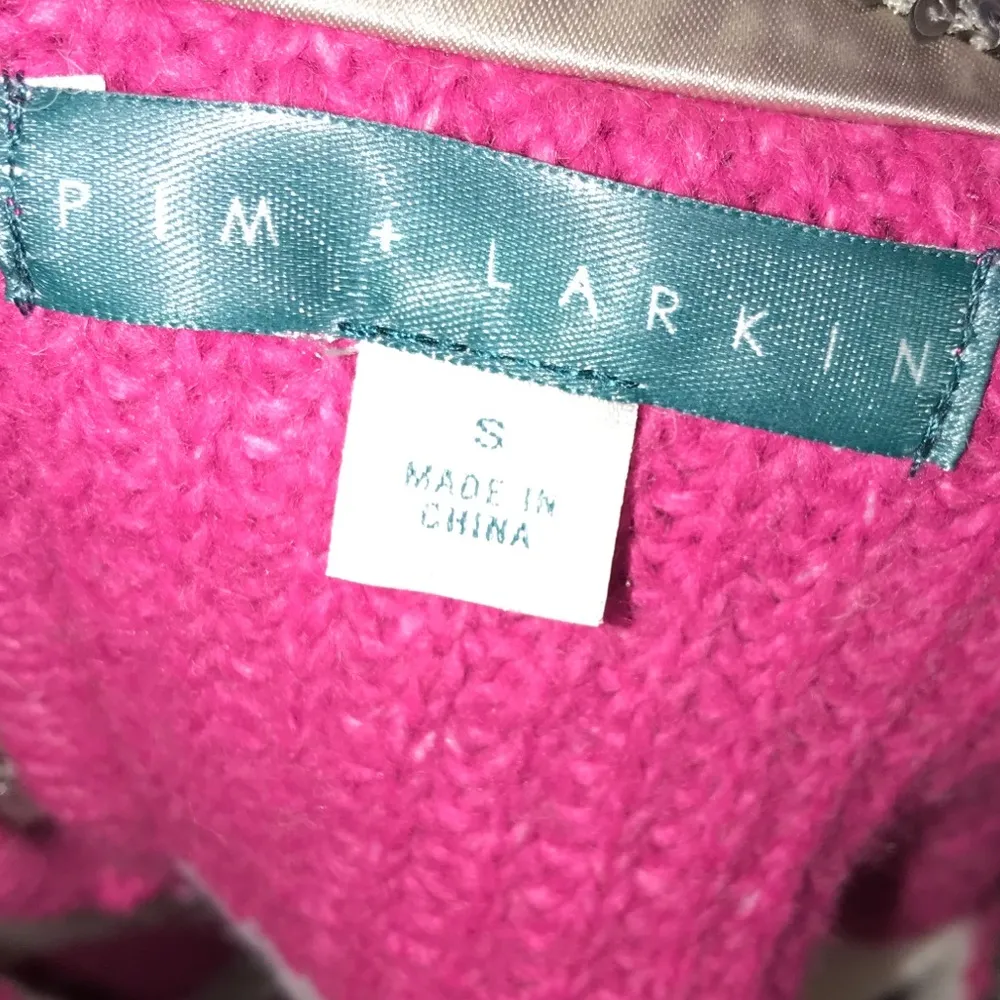 🇺🇸 Pim + Larkin Wool Blend Pink Striped Sequin Collar Sweater - Image 3