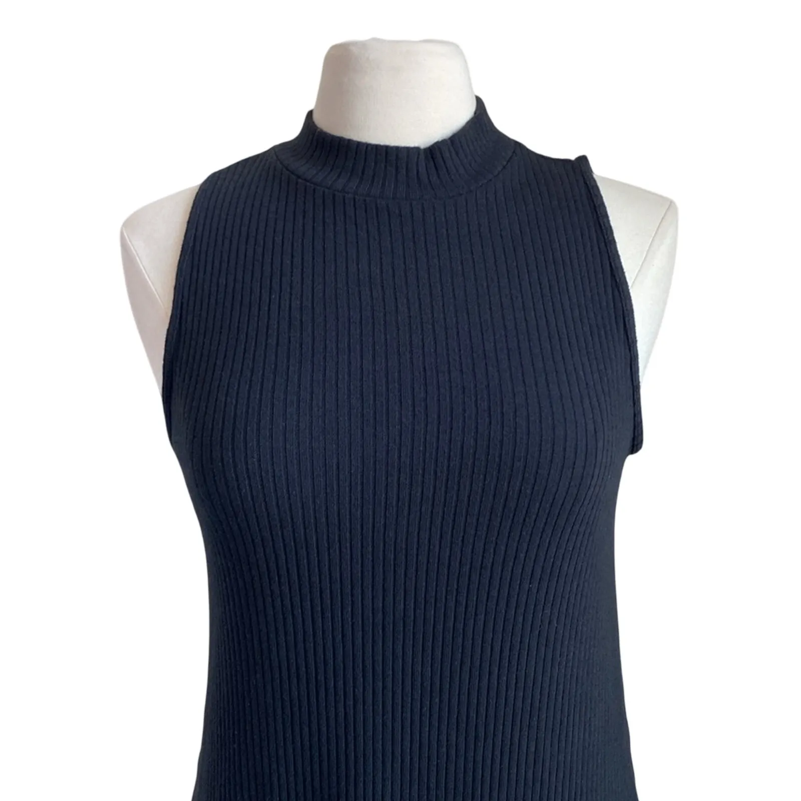 OLD NAVY Sweater Dress Womens Sz Large Ribbed Black Sleeveless Coastal Classic - Image 3