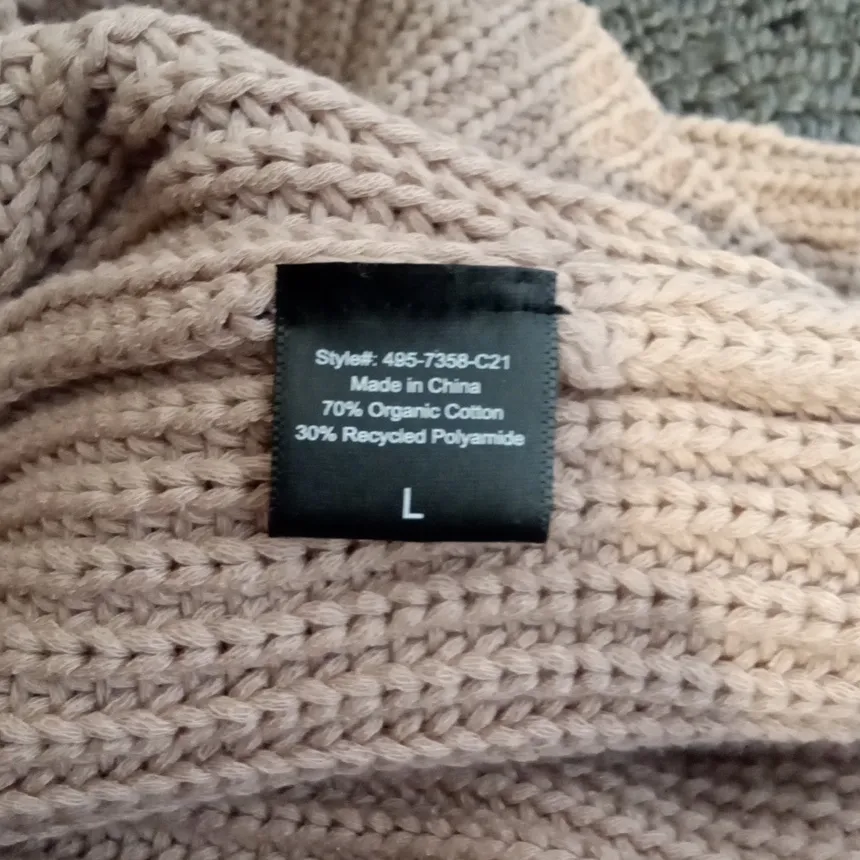 Jenni Kayne V-Neck Ribbed Sweater Organic Cotton Blend Minimalist Size Large - Image 7