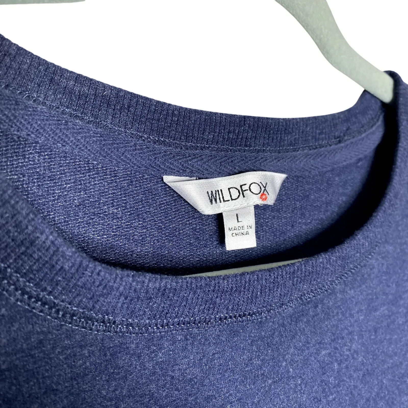 Wildfox Social Embroidered Spellout Sweatshirt Blue Size Large Loungewear Travel - Image 3