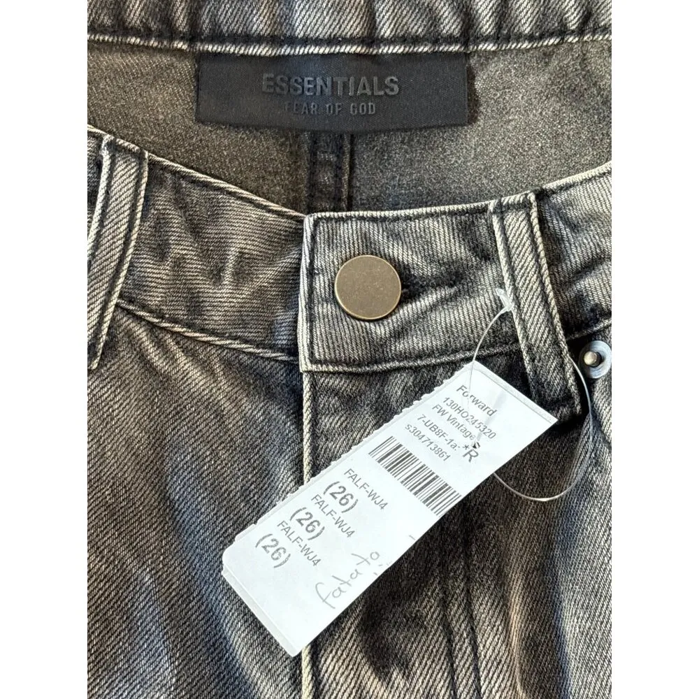 Fear of God ESSENTIALS High Waisted Fitted Leg Jeans in Vintage Black 26 New - Image 12