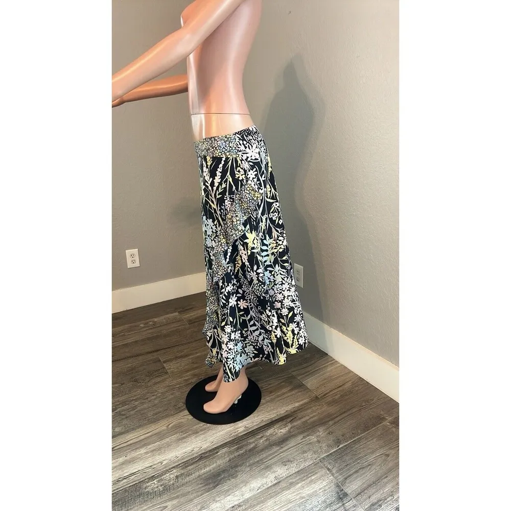 Calvin Klein Womens Spring Colorful Ruffled Wrap Midi A-Line Skirt size 10 #100 - Image 10