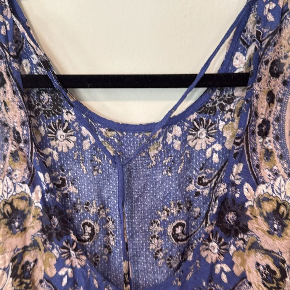 Free People Printed Dobby Dot Flouncy Hem Slip Boho Floral Dress size  XS - Image 6