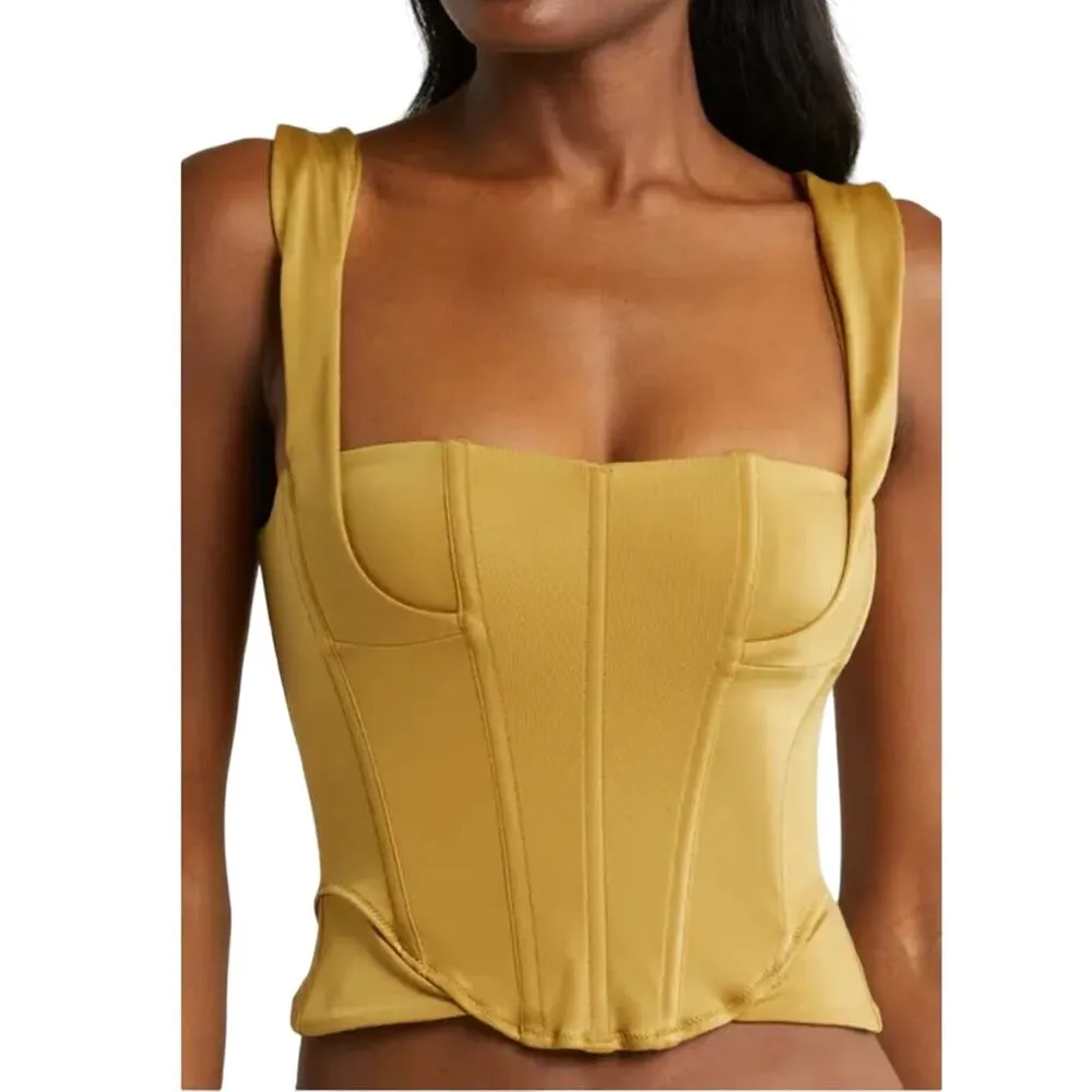 HAH X FREE PEOPLE Boned Crop Top Sz XL Bustier Fairy Preppy Coquette Holiday NWT Tan - Image 3