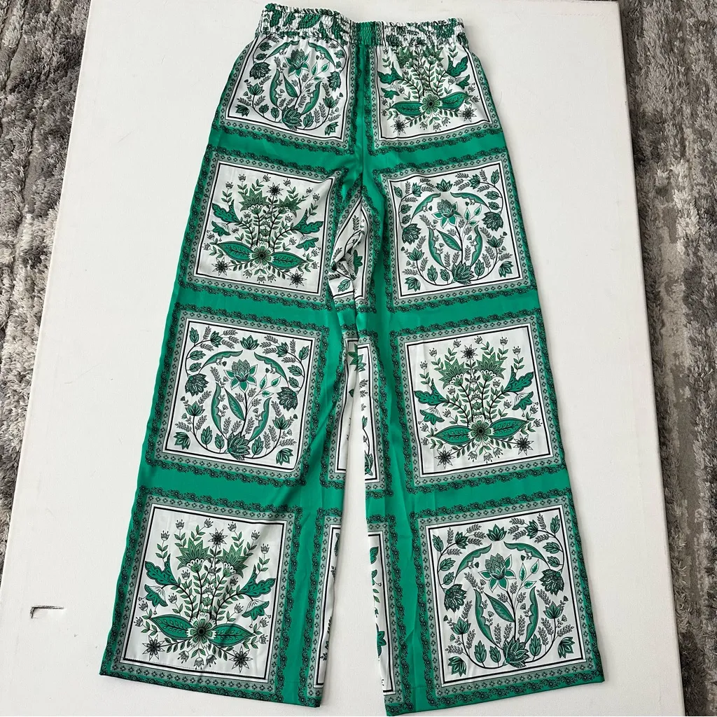 Rachel Zoe Green and White Floral Pants Size S - Image 11