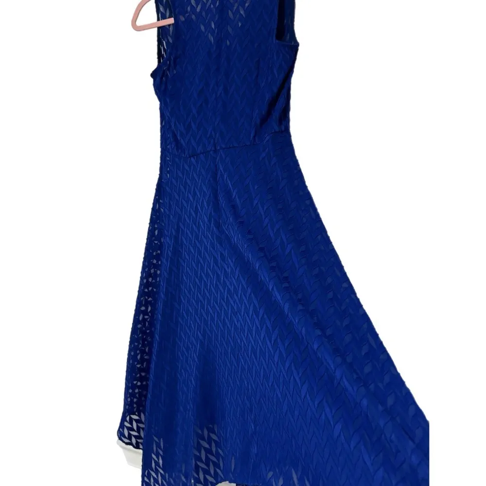 Shoshanna Emmy Designer Dress V-Neck Sleeveless Cobalt Blue Midi Sz 4 MSRP $330 - Image 9