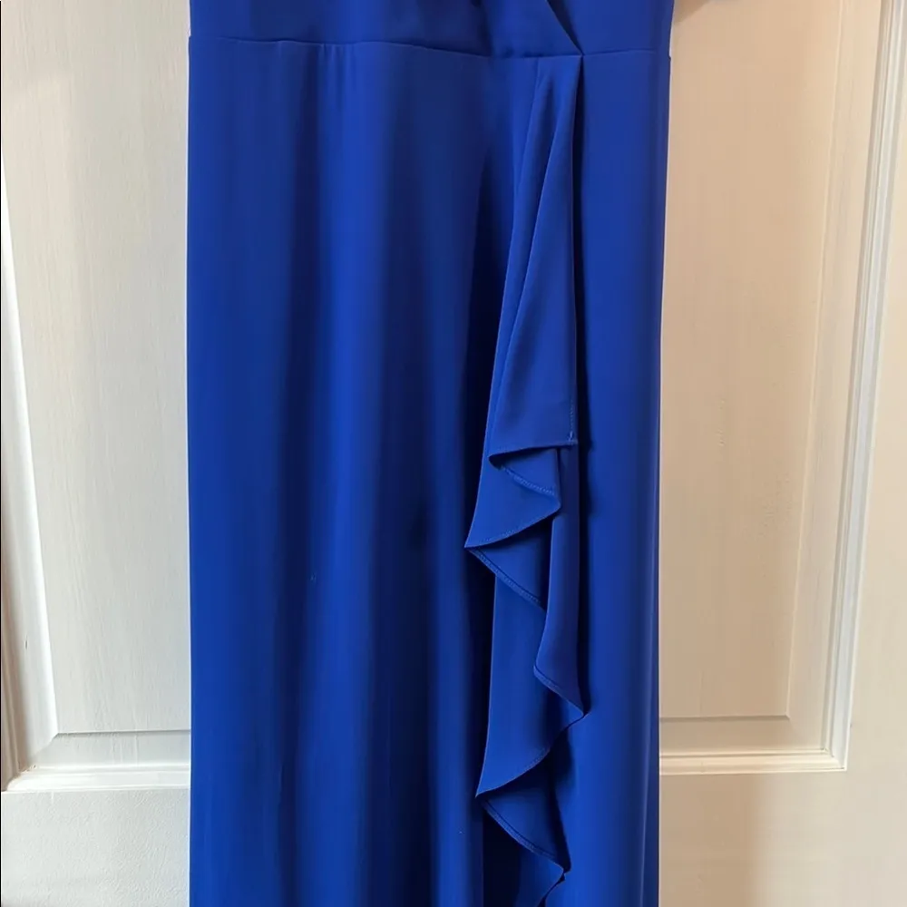 BCBG Maxazria Elegant Cobalt Blue Faux Wrap Maxi Dress w/ Waist Tie - Size 6 - Image 4
