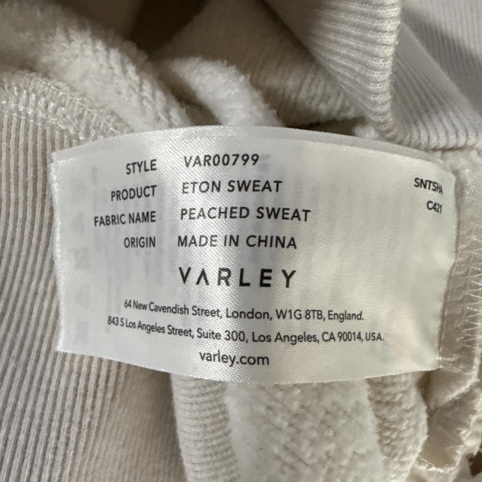 Varley Womens Eton Sweat Side Zip Sweatshirt Size S Cream Peached Sweat - Image 9