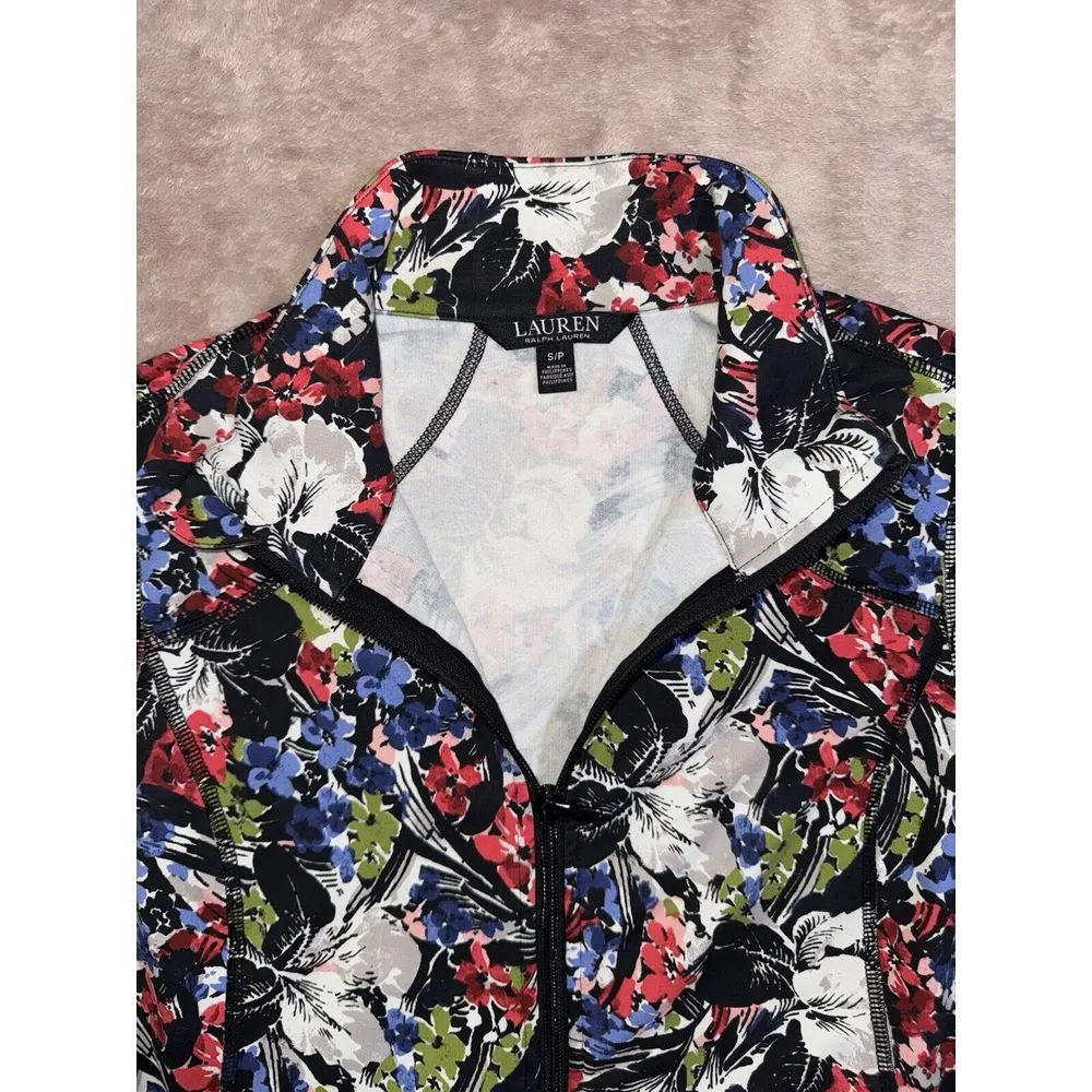 LRL Ralph Lauren Women's Floral‎ Track Style Full Zip Jacket Size Small - Image 4
