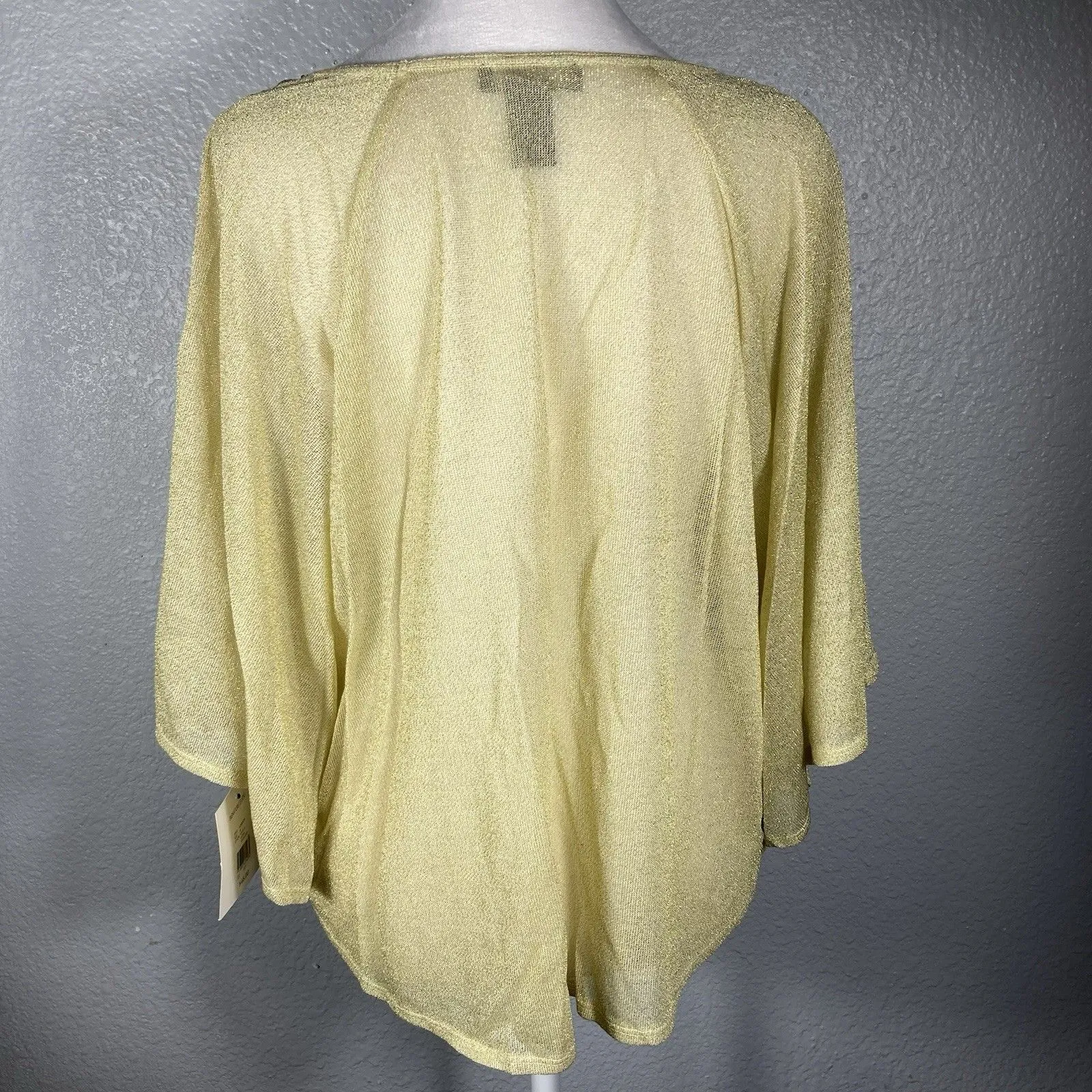 Sheer Gold Metallic Blouse Top M Pullover Tunic Beaded Sequins NYE Party New $48 - Image 4