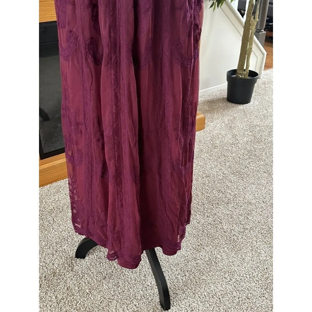 PinkBlush Dress Size Small Maternity Burgundy Lace Maxi Long Overlay - Image 4
