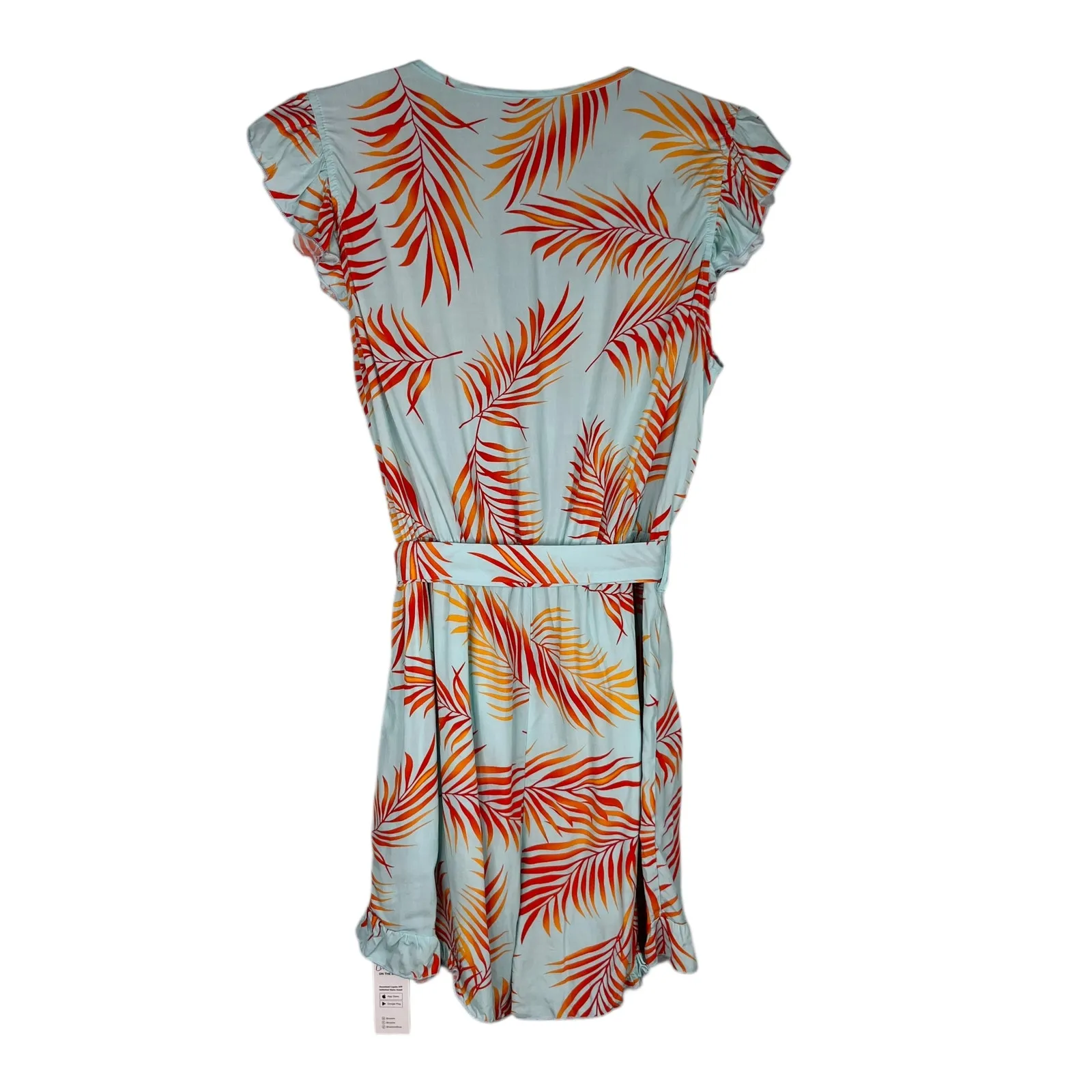 Cupshe  Teal Orange Tropical Flutter Sleeve Romper Large New - Image 10
