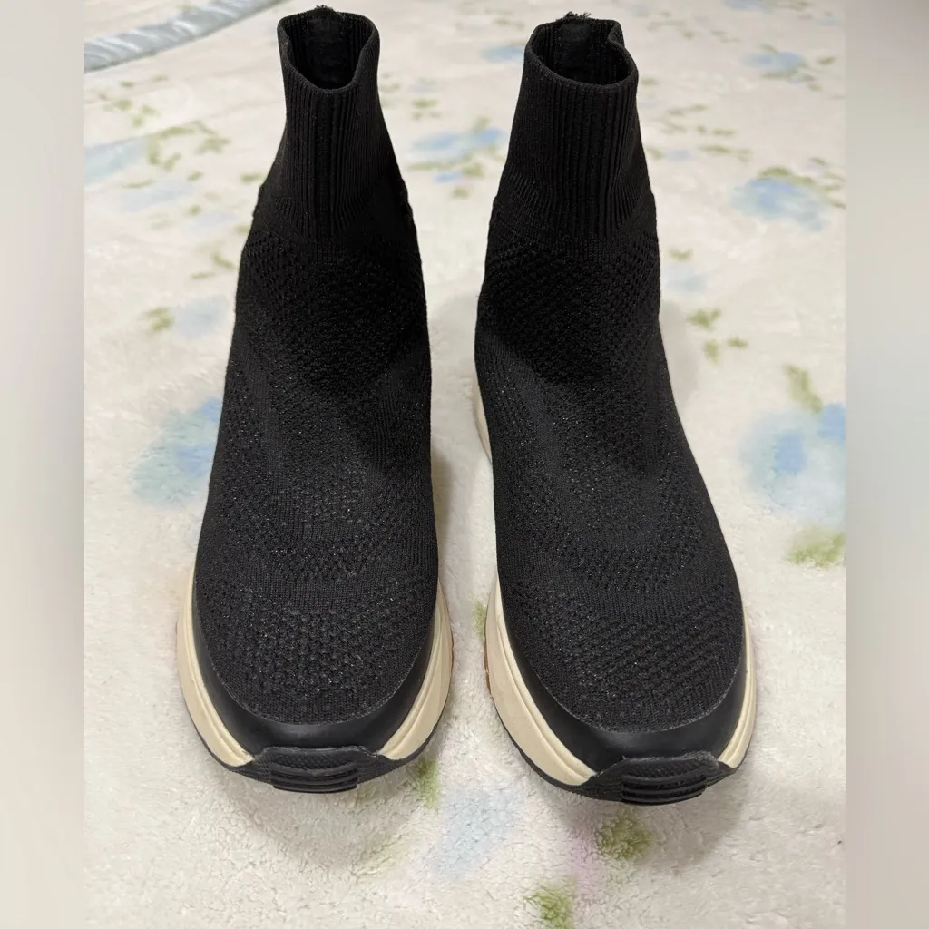 ZARA Black Shimmering Sock Sneakers Size 6 - Image 3