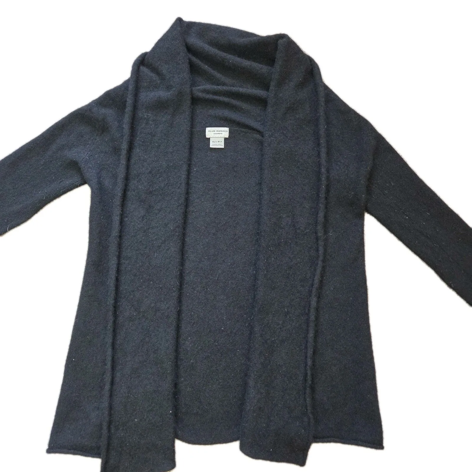Club Monaco Cardigan Sweater Womens XS / S Black 100% Cashmere Open Waterfall - Image 5