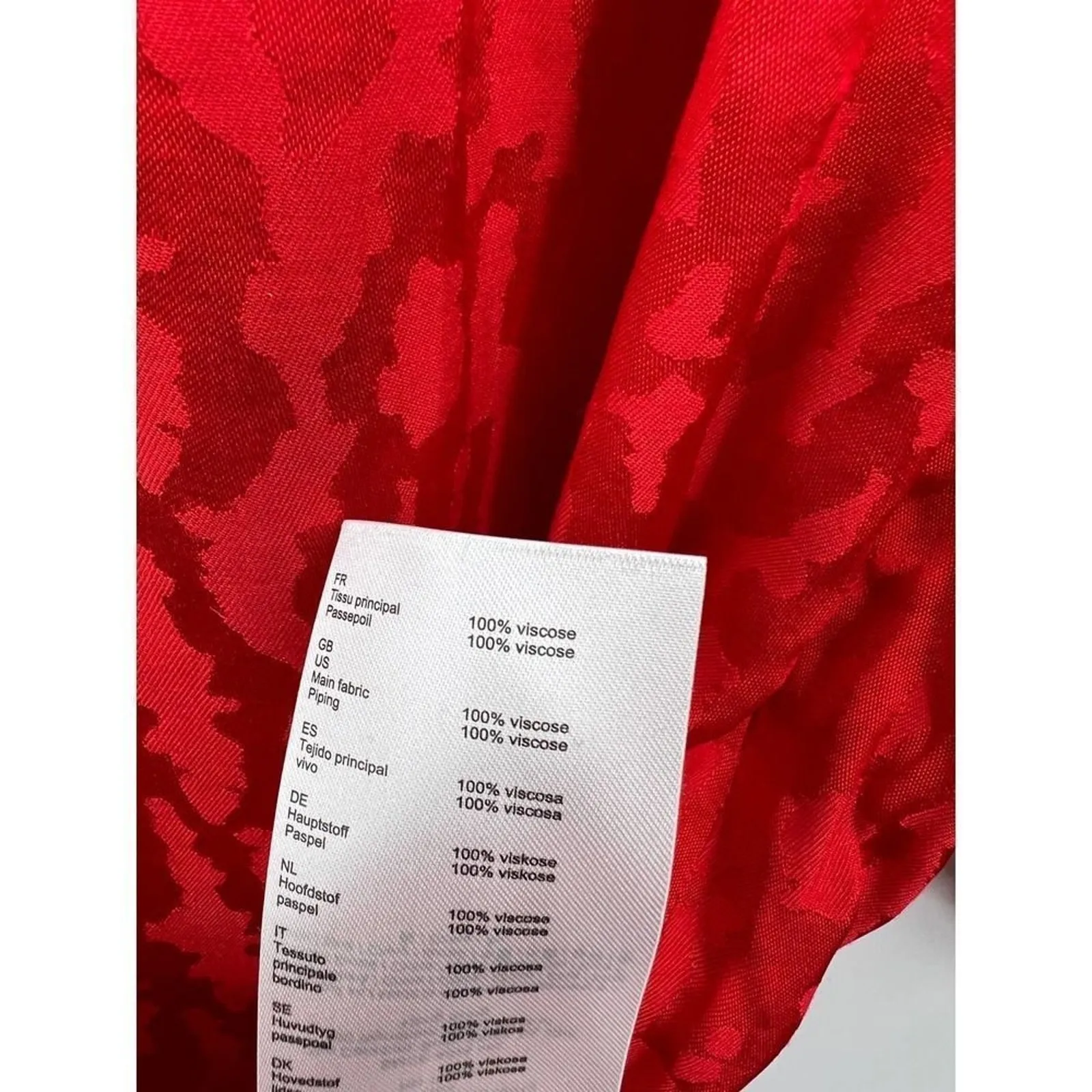 Maje Rimine Dress Womens Satin‎ Jacquard Red Long Sleeve VNeck Pullover Size S 1 - Image 8