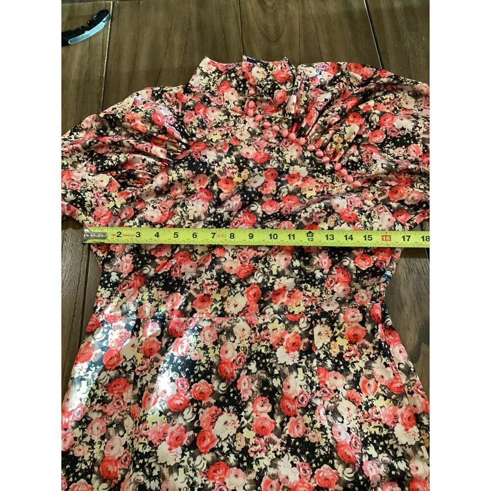 ROTATE BIRGER CHRISTENSEN Kim Ruched Floral long sleev Mini cocktail Dress 6 new Pink - Image 6