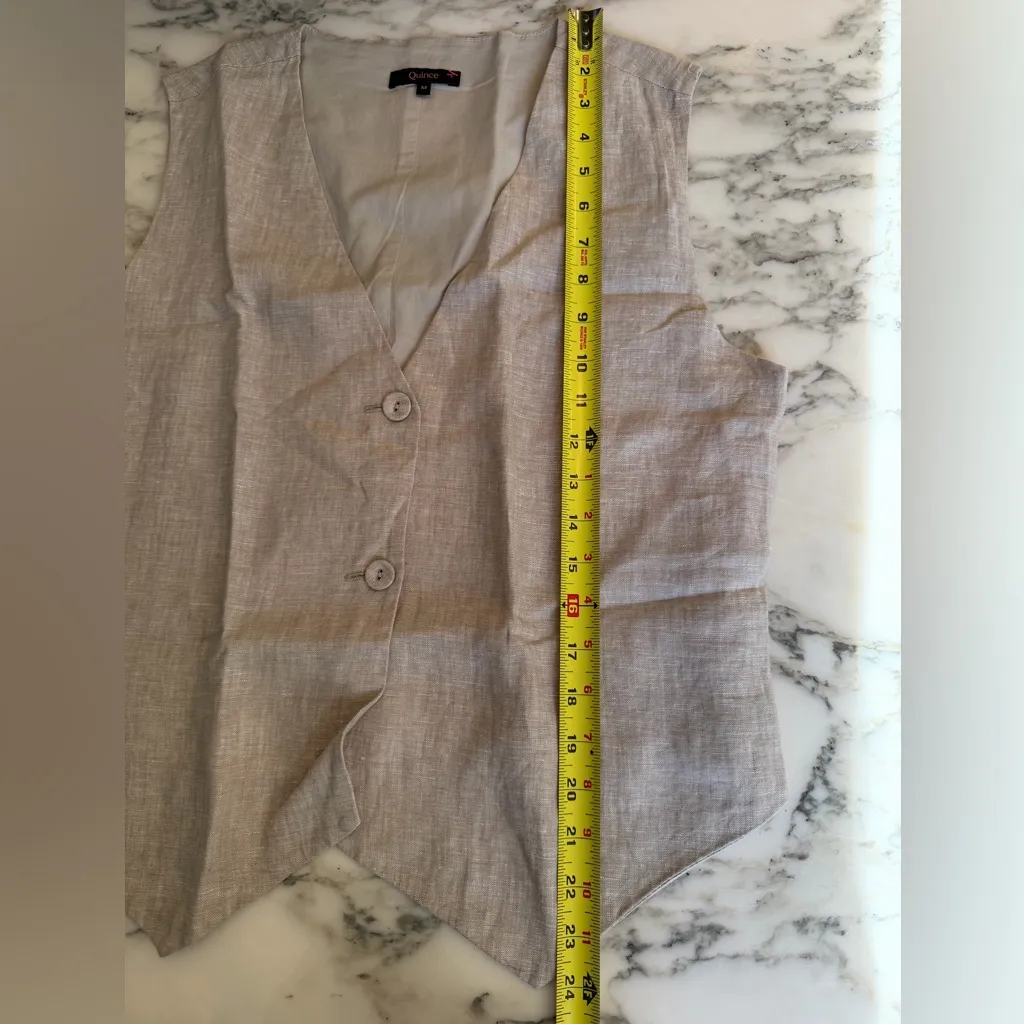 NWT Quince 100% Linen Vest, Flax Sz M missing button - Image 5