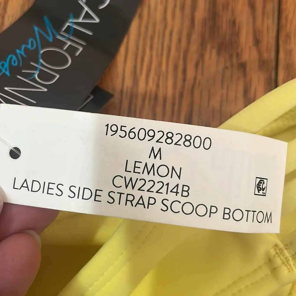 California Waves Strappy Side Hipster Bikini Bottoms Swimsuit Yellow Junior’s M - Image 5