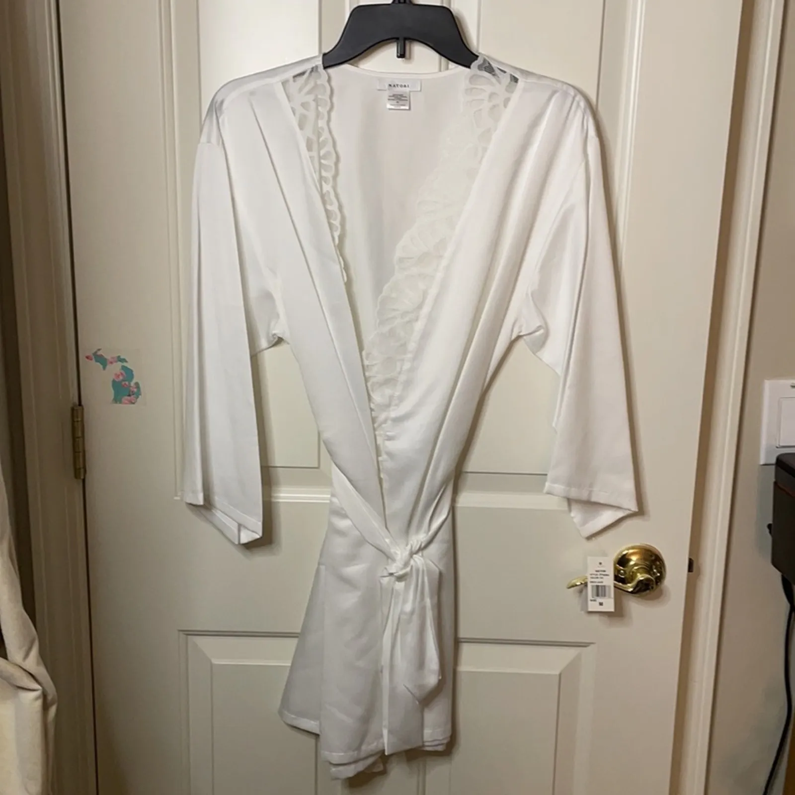 NATORI Deco Lace Robe Ivory M NWT - Image 6