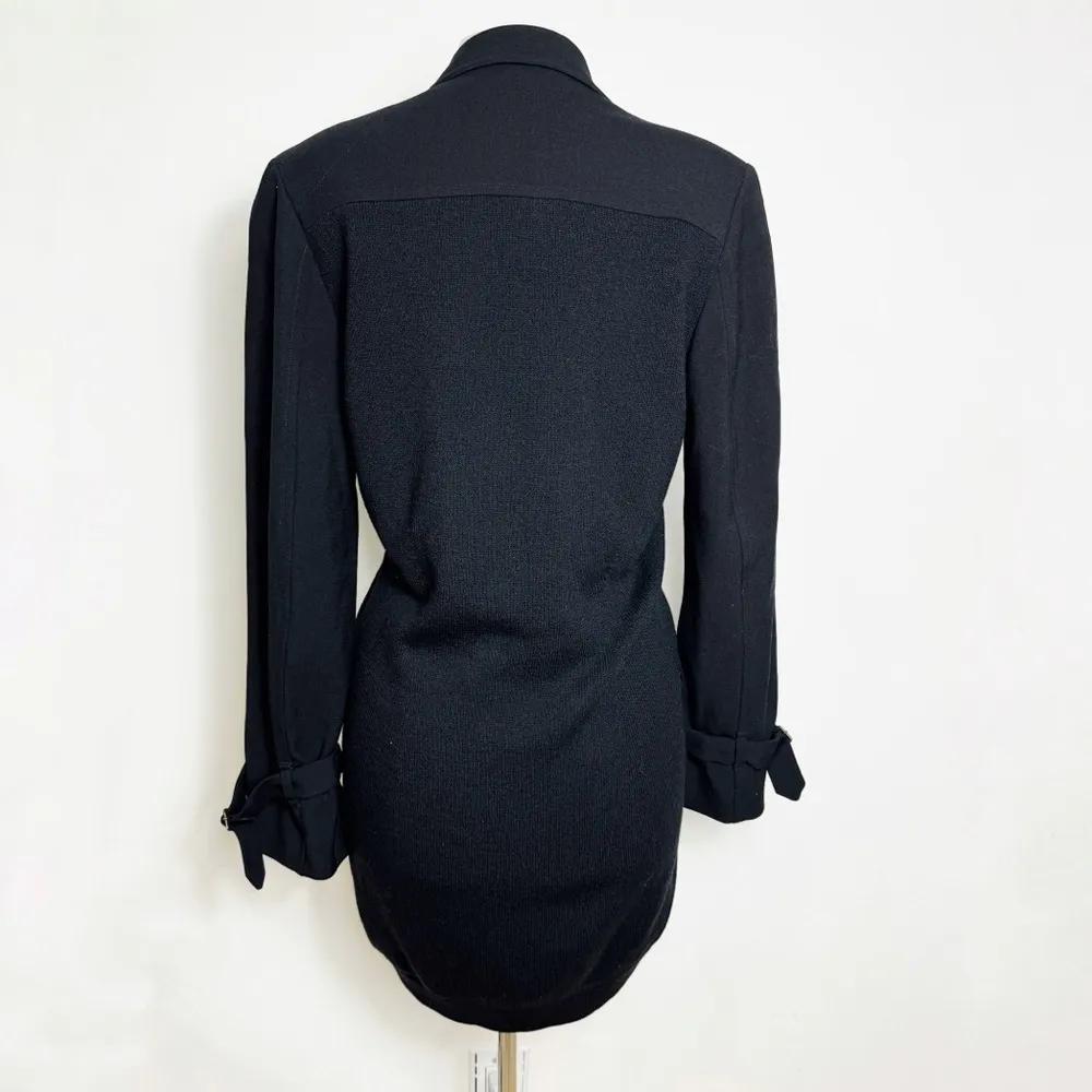 Dries Van Noten 100% wool tailored black blazer with longer contrast back panel - Image 4