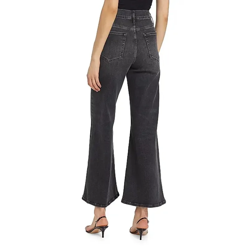 Frame Le Palazzo High-Rise Cropped Wide-Leg Flare Jeans Atmosphere Black 27 - Image 4