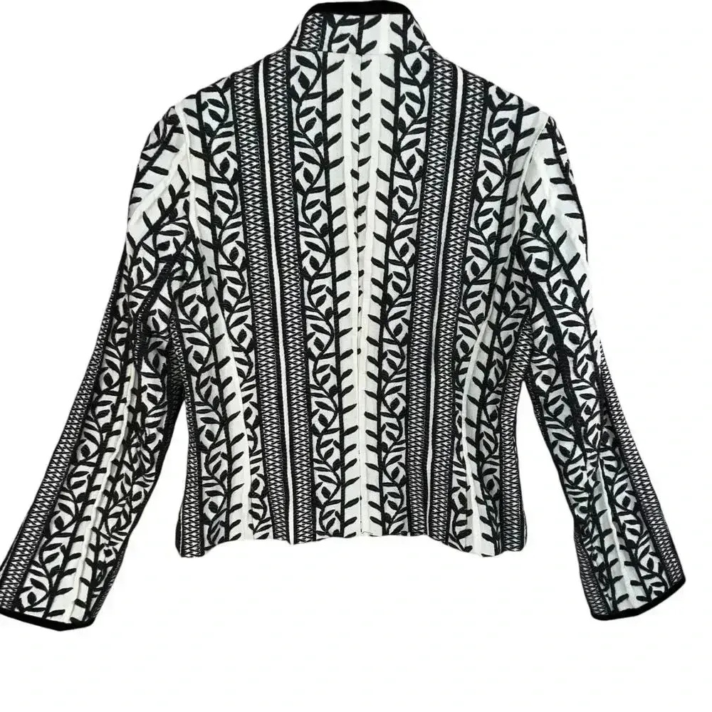 Wallis Women’s‎ Black White Sophisticated Chic Lined Embroidered Jacket 12 - Image 2