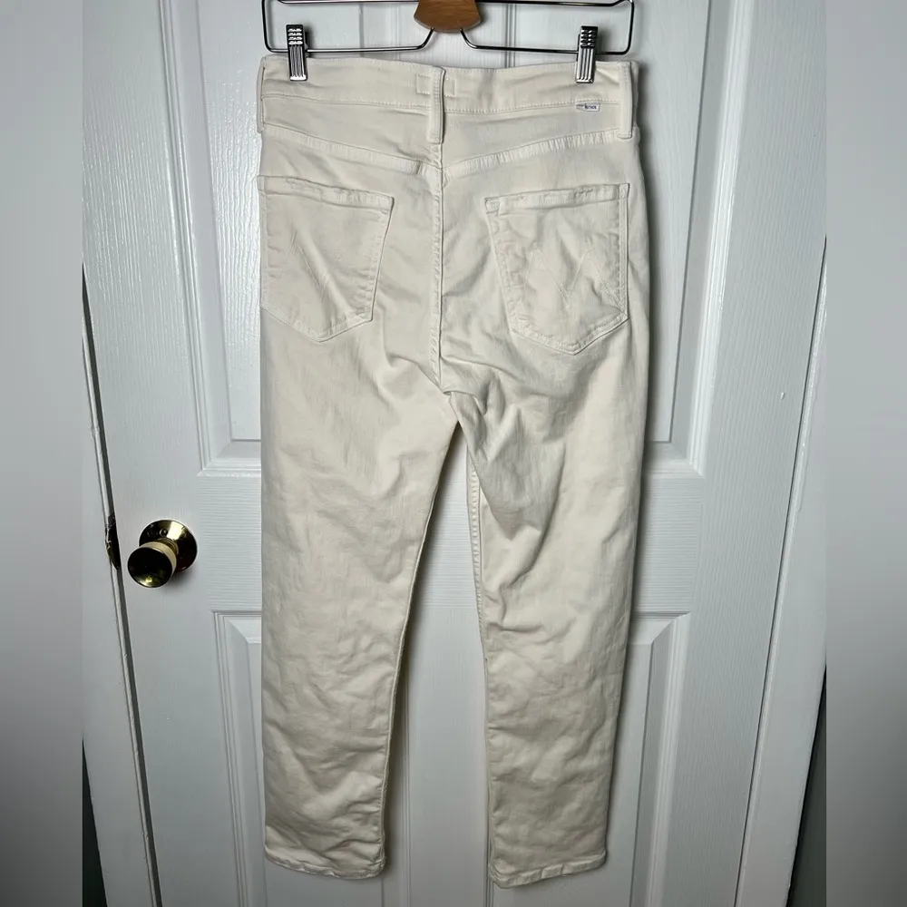 Mother The Tomcat Ankle Straight Leg Jeans in Cream Puffs 29 White - Image 5