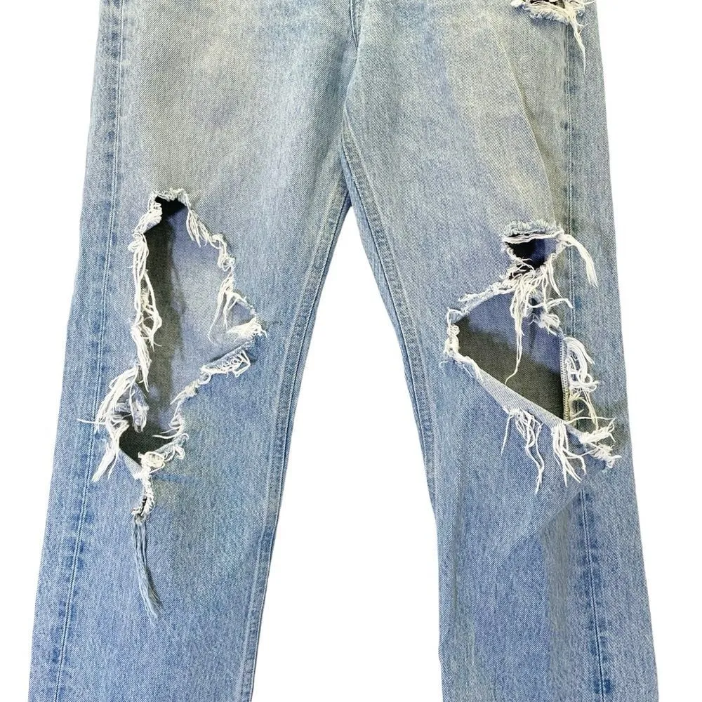 AGOLDE 90s Midrise Straight Jeans in Fall Out Distressed Wash Women’s Size 26 - Image 9