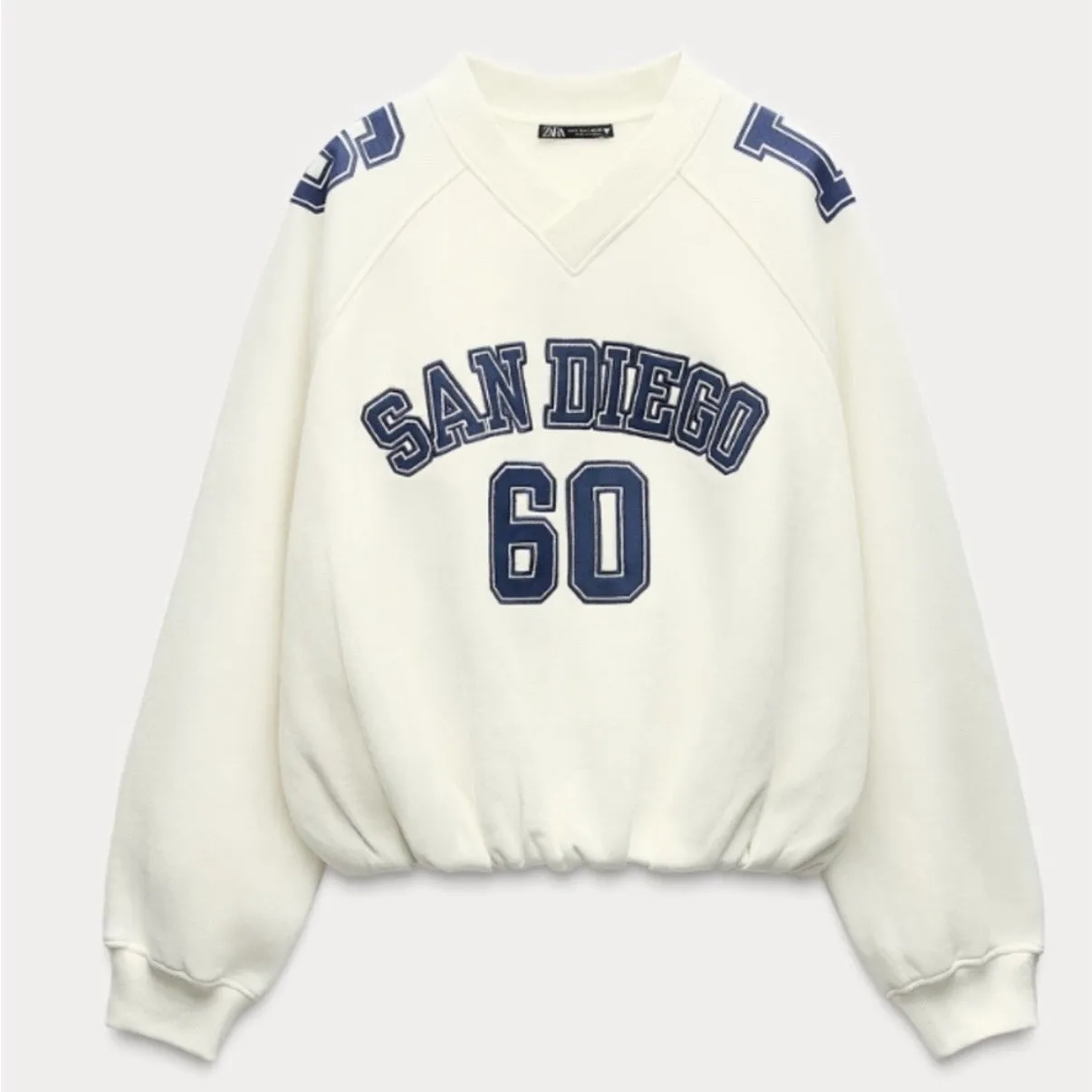 Zara White Varsity San Diego Sweatshirt Sz S - Image 5