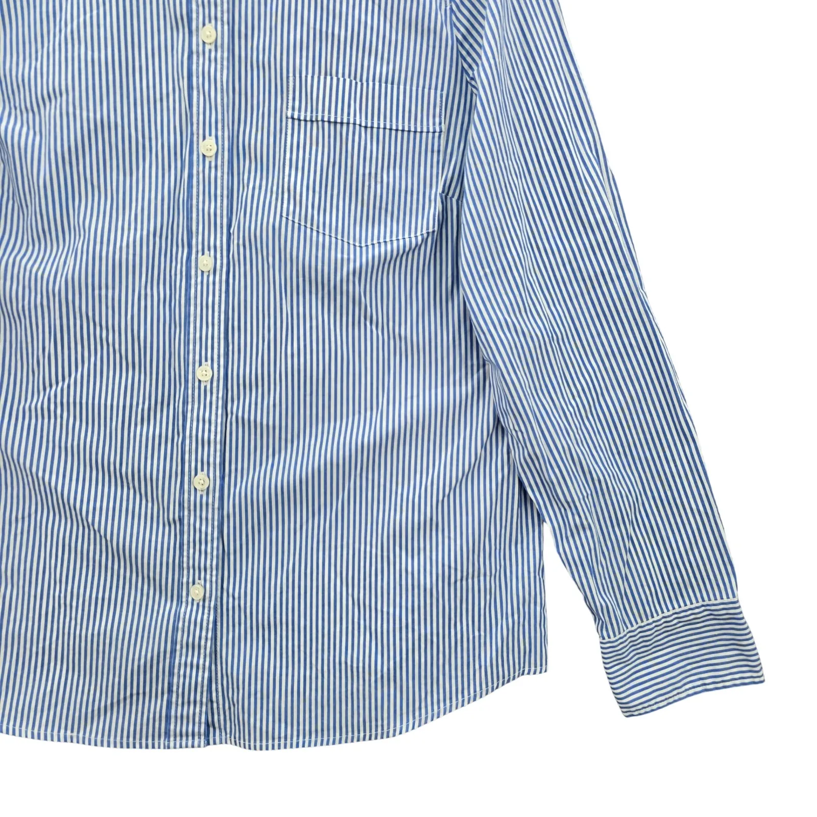 J. Crew Stripe Blue Button Office Preppy Grunge Y2K Minimalist Shirt Top Large - Image 5