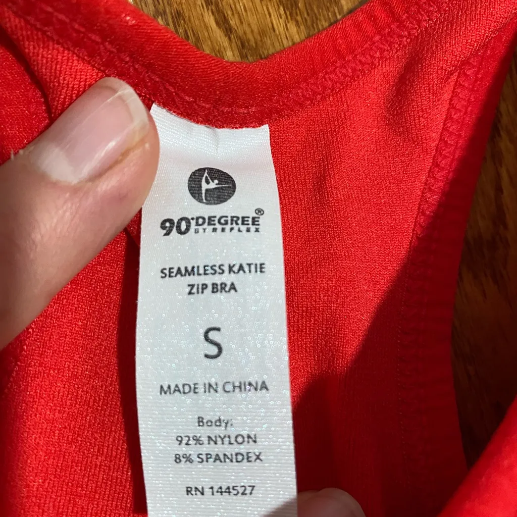 90 Degree By Reflex Vibrant Red and White Sports Bras - Image 3