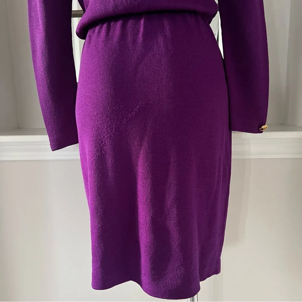 ST. JOHN Couture Purple Sweater Dress, Size 8 - Image 9