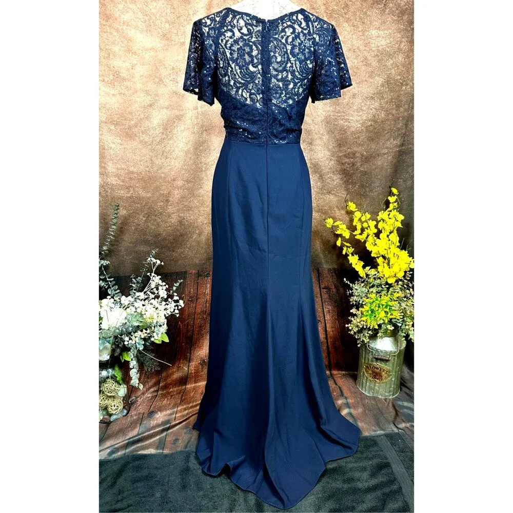 Jenny Packham Victorian Sequin Lace & Crepe Trumpet Gown - Image 14