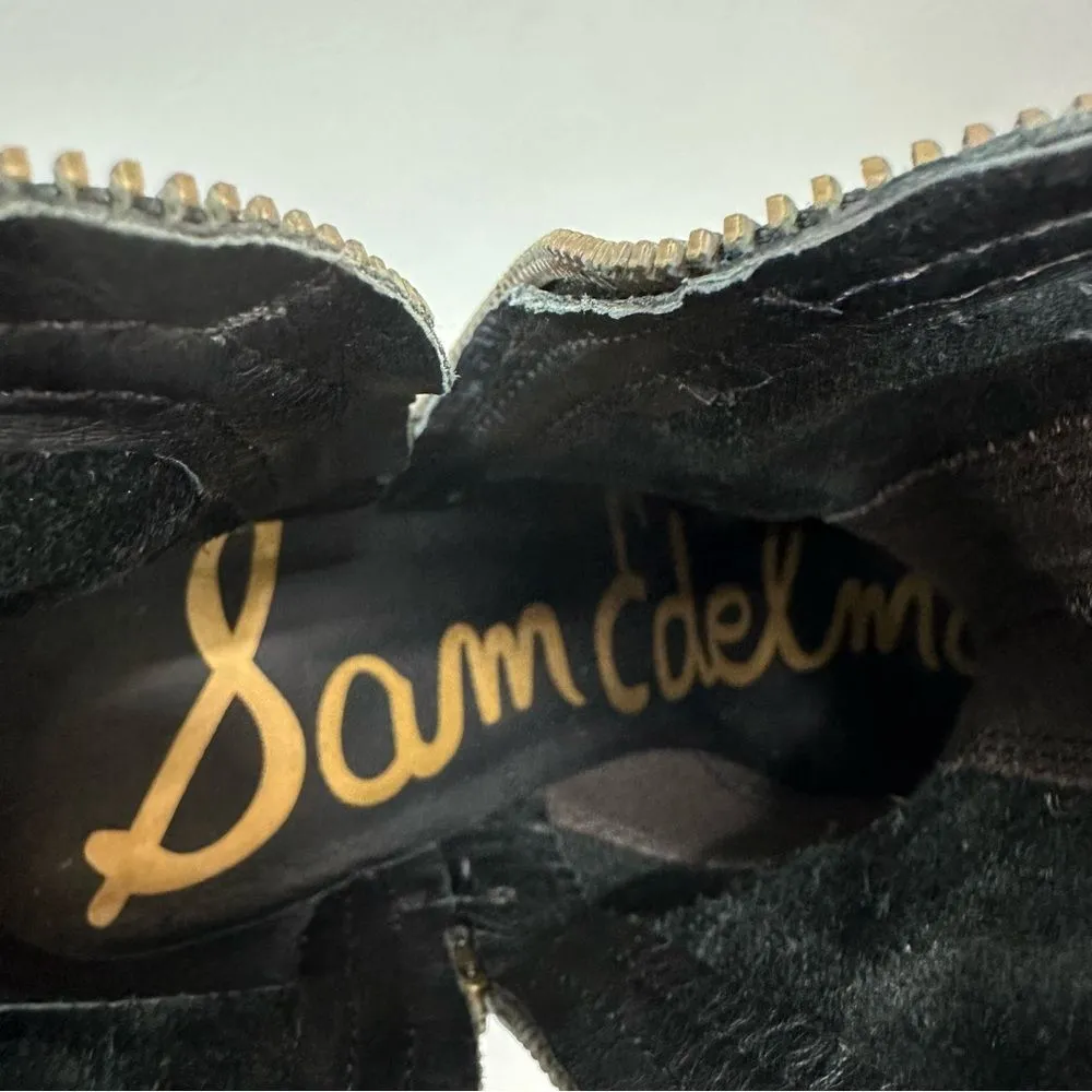 Sam Edelman black‎ leather booties women's 8.5. functional zippers. - Image 7