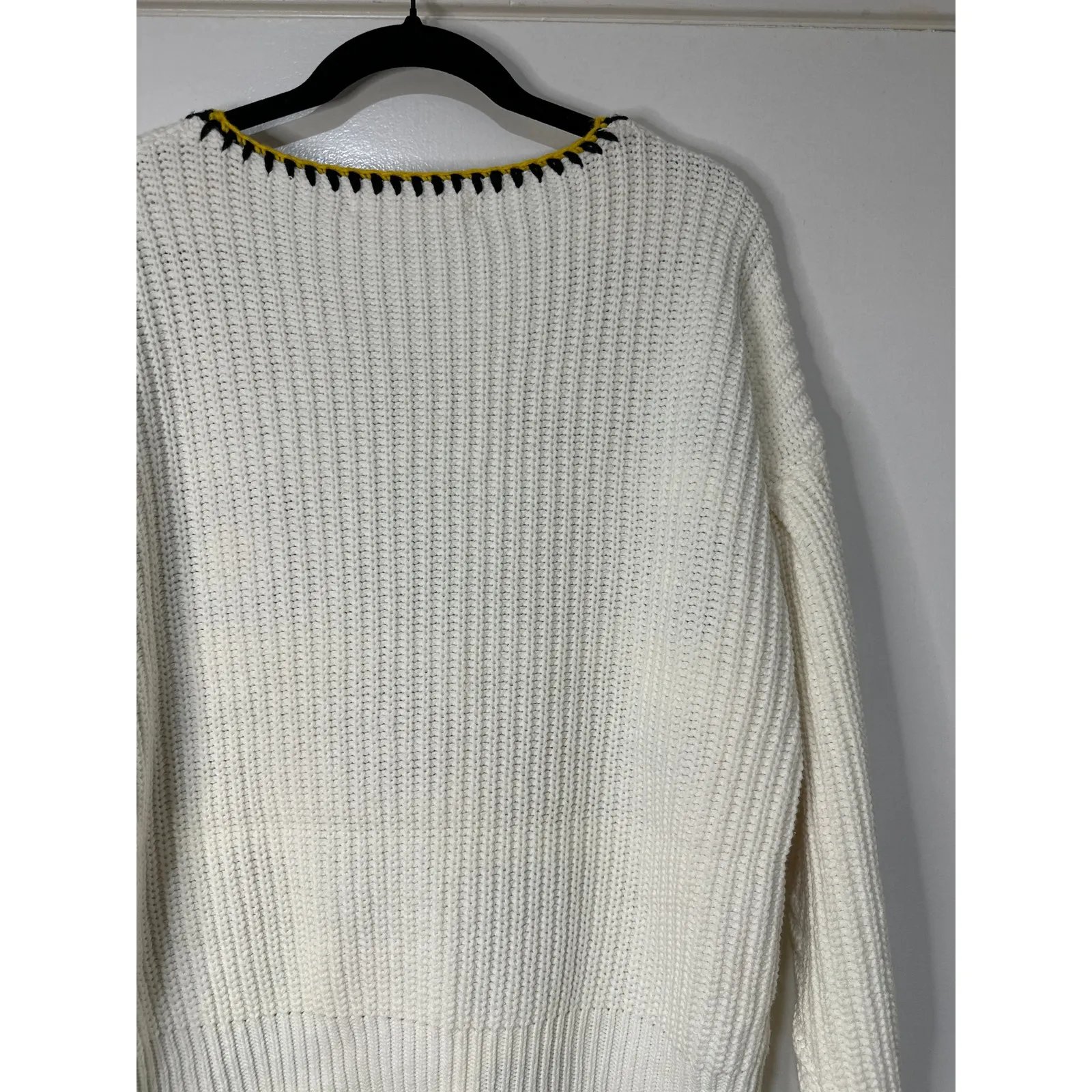 Blue Velvet Brianna Granny Square Knit Long Sleeve Sweater White Multi Small NWT - Image 14