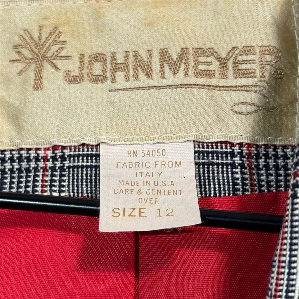 Vintage‎ John Meyer Blazer 12 Plaid Check Jacket Red Lining 90s Office Core USA - Image 6