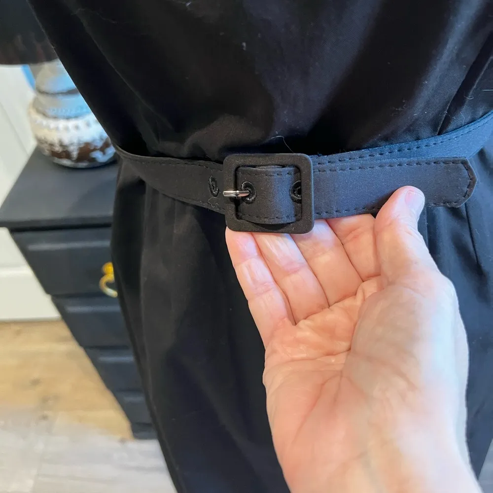 MERONA Collection Solid Black Belted Cap Sleeve Dress Size 4 - Image 5