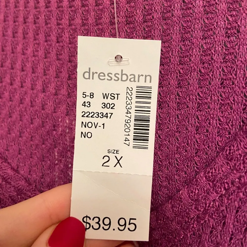 NWT Dressbarn B.L.E.U. Purple Thermal Long Sleeve Blouse - Image 4