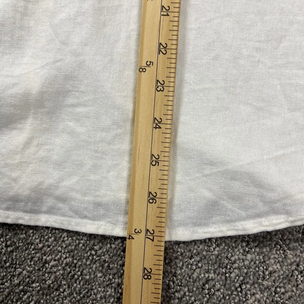 Orvis Womens Shirt Med Cream Linen Blend Roll Tab Sleeve Button Up Casual Shirt‎ - Image 8