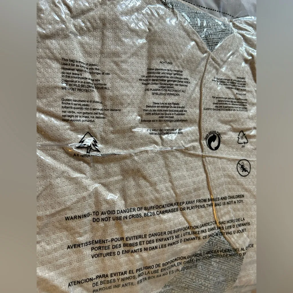 NEW Waffle Knit Tops Casual Crewneck Contrast Long Sleeve Shirt Loose Pullover M Tan Size M - Image 4