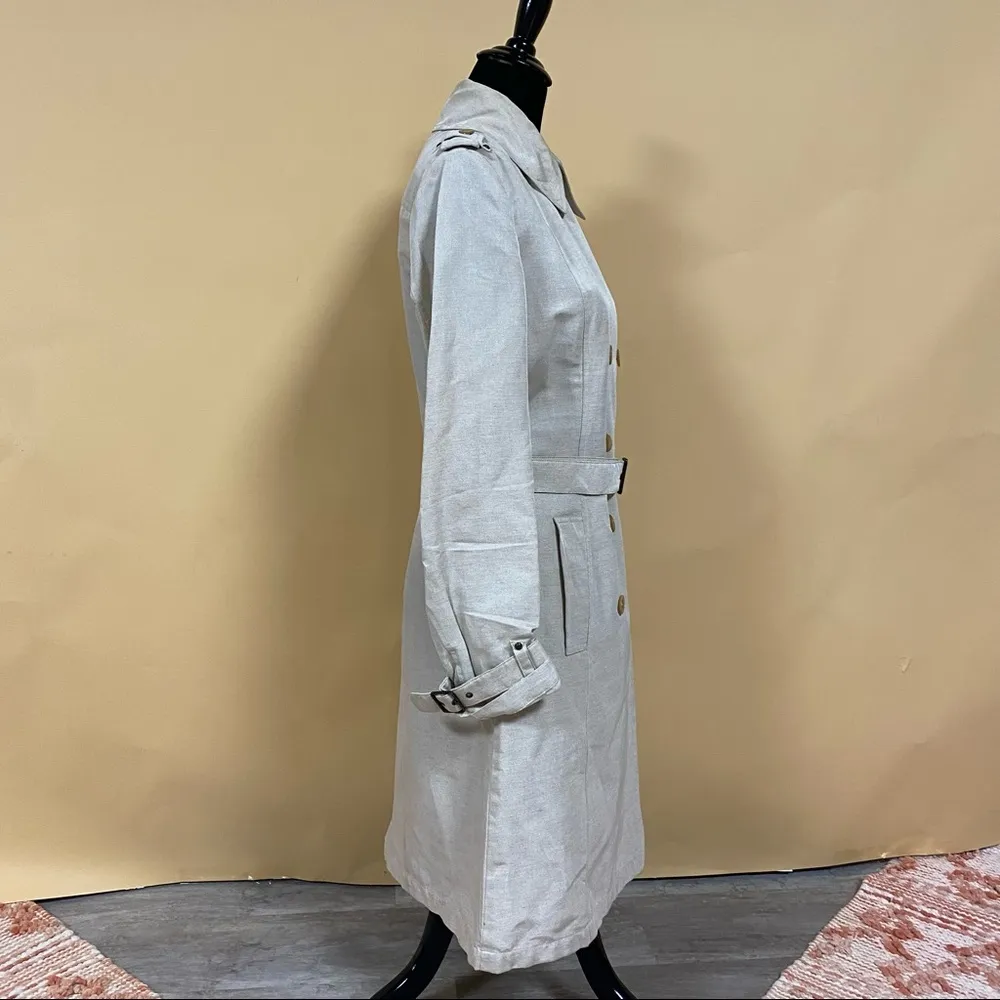 Visconf Structured Cream Trench Coat Made in Italy Size M - Image 6