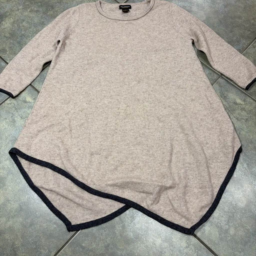 Philosophy Dane Lewis Cashmere Beige Asymmetrical Tunic Sweater Sz S Minimalist - Image 3