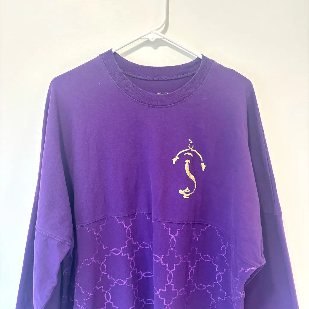 Disney Aladdin The Musical Broadway Purple Gold Spirit Jersey Long Sleeve - Image 3