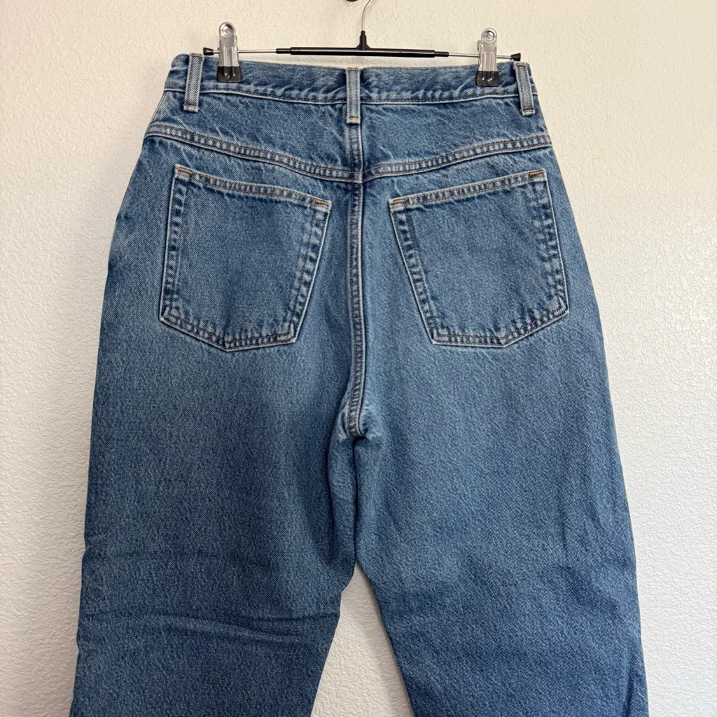 Vintage LL Bean Plaid Lined High Rise Original Fit Relaxed Jeans 10 Petite Blue - Image 5