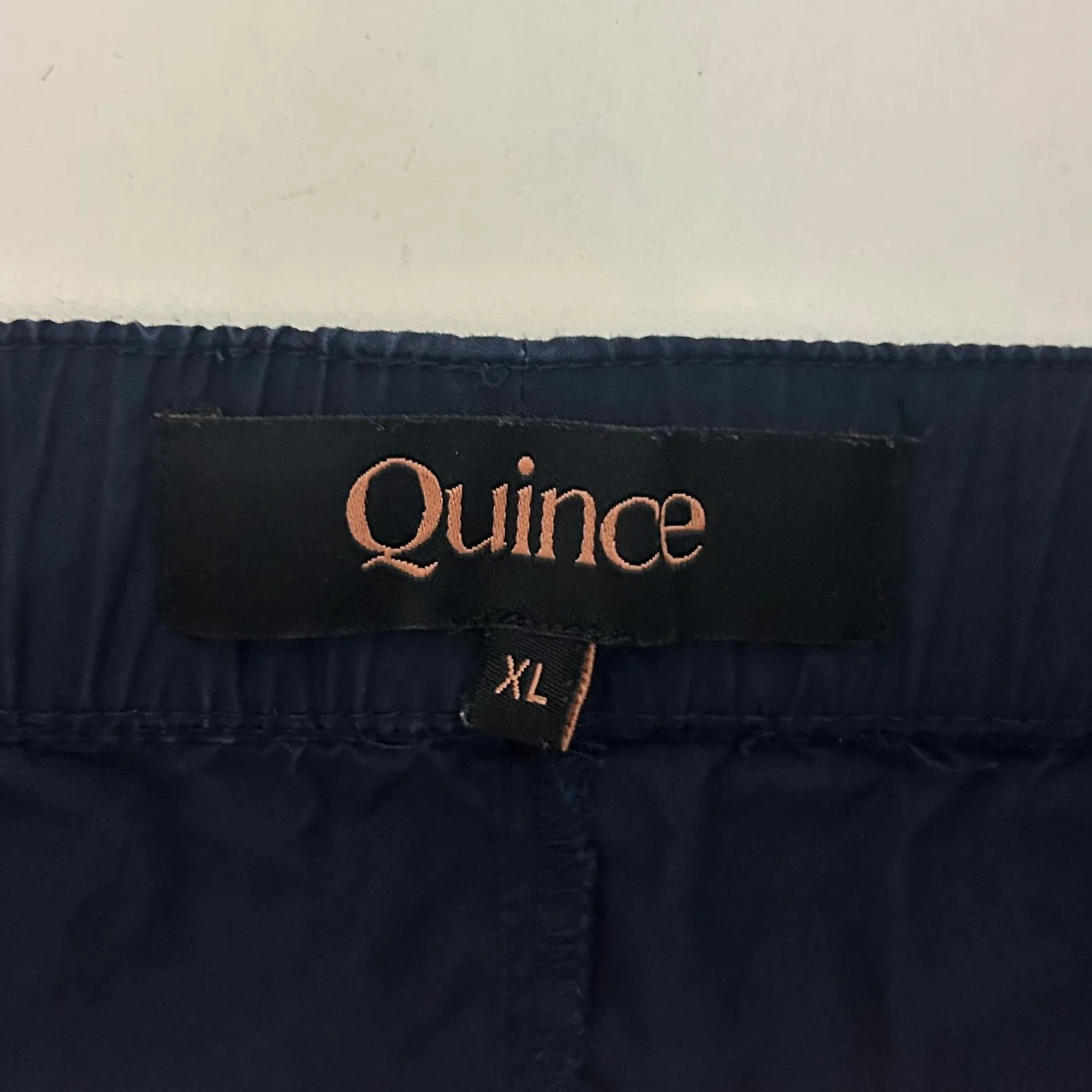 Quince Organic Cotton Poplin Sz XL Pull On Pants Relaxed Fit Drawstring Navy - Image 2