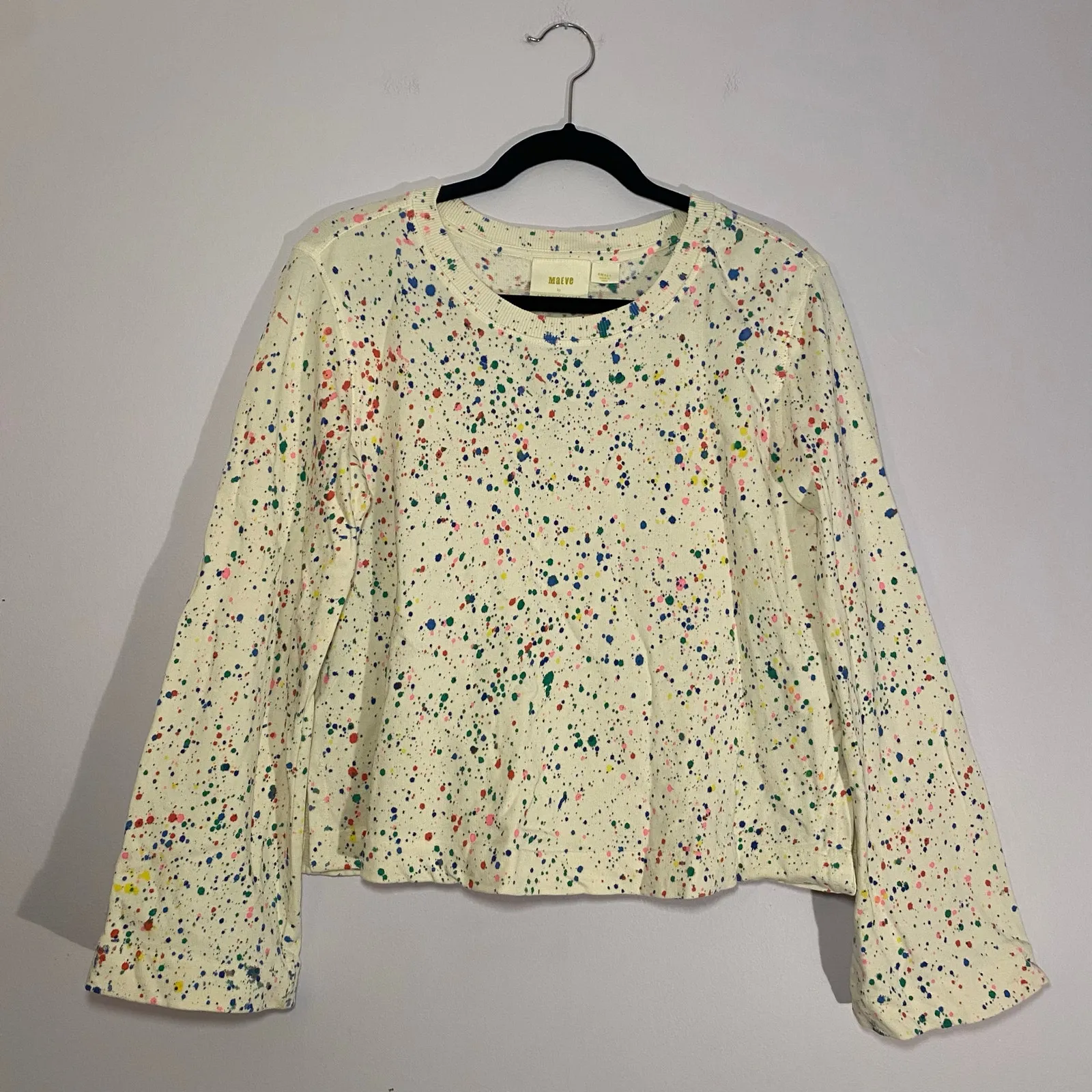 Maeve Anthropologie Jamie Paint Speckled Colorful Crewneck Pullover Cotton Small - Image 2