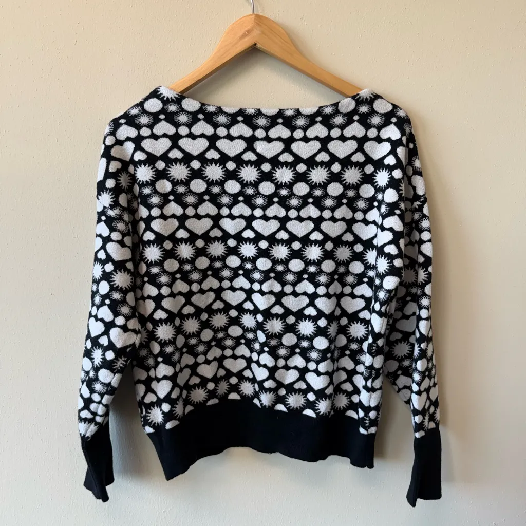 Anthropologie Maeve Boat Neck Black and White Printed Knit Sweater - Image 6