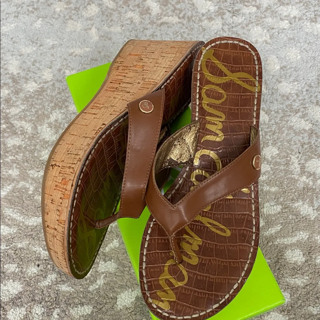 Sam Edelman Romy Tan Wedge Sandals size 6M Brown - Image 5