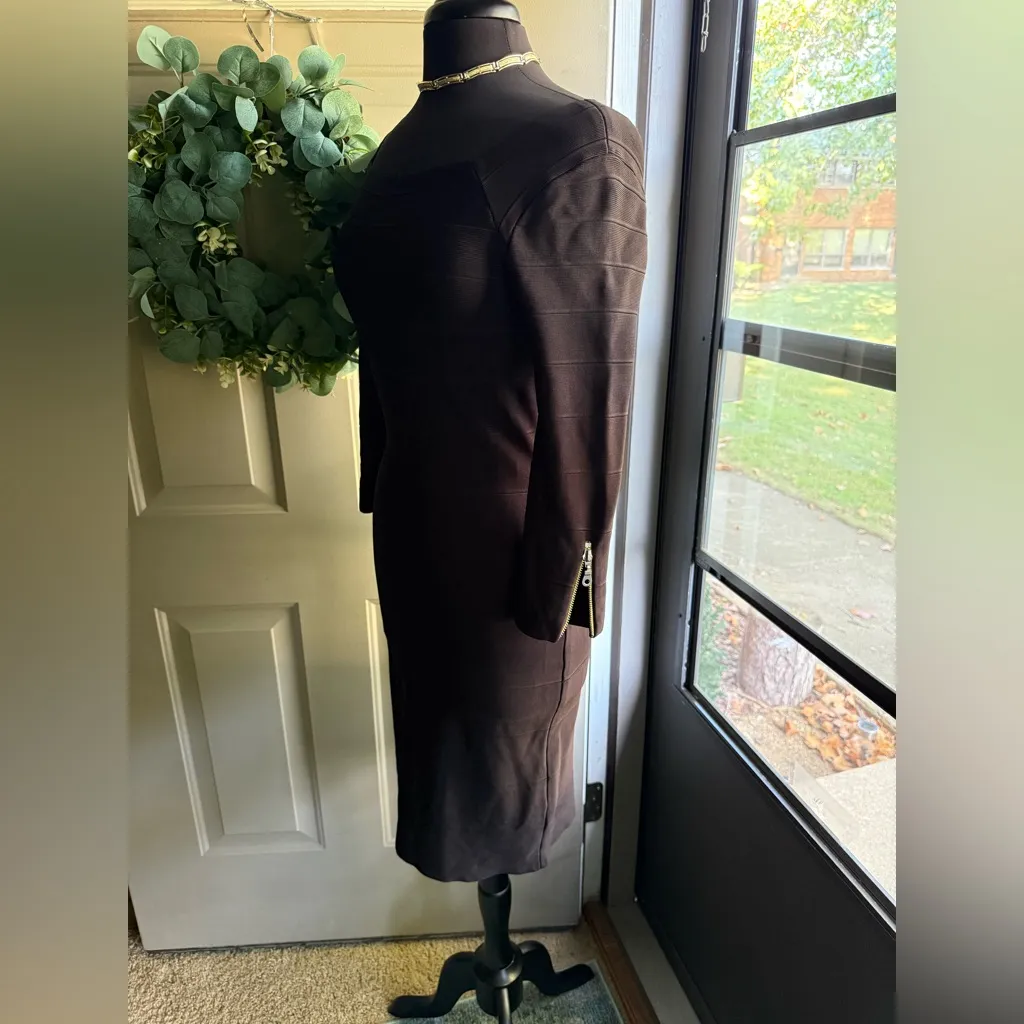 Y2K INC International Concepts black banded stretch zipper dress, size large Yellow - Image 5