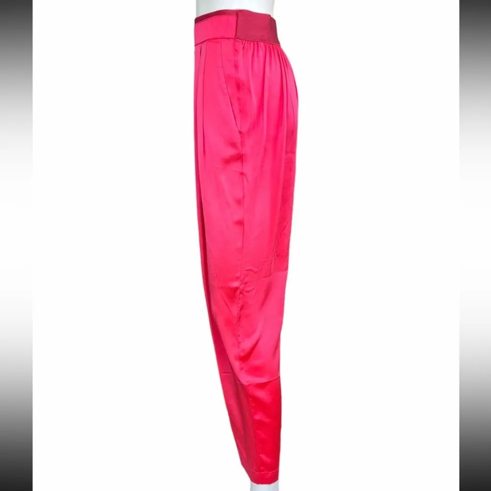 forte_forte Bright Pink Granadine Silk Cropped Pants Size M - Image 4